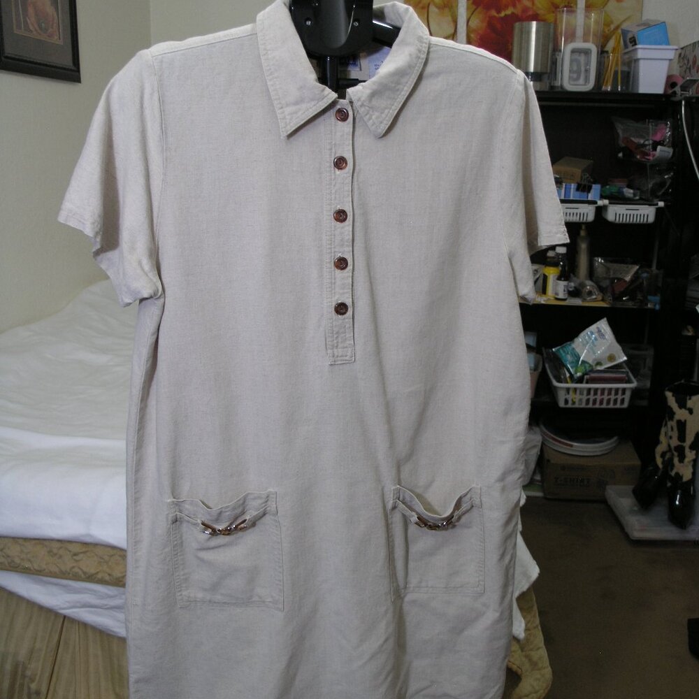 Erika & Co. Beige Linen Blend Dress Size large